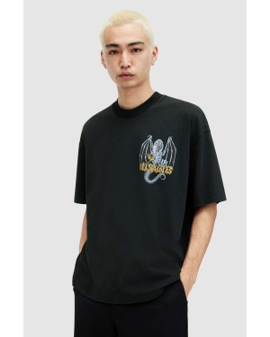 AllSaints t-shirt bawełniany DRAGONSKULL męski kolor czarny z nadrukiem
