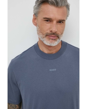 HUGO t-shirt bawełniany męski kolor niebieski gładki 50488330