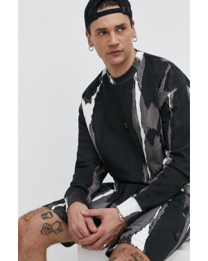 HUGO bluza bawełniana męska kolor czarny wzorzysta
