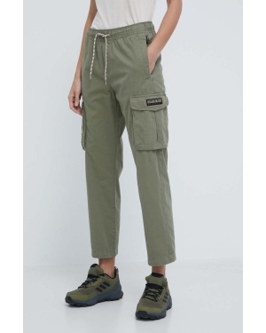 Napapijri spodnie bawełniane kolor zielony proste high waist