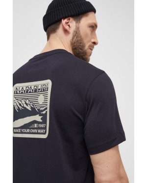 Napapijri t-shirt bawełniany S-Gouin męski kolor granatowy z nadrukiem NP0A4HTQ0411