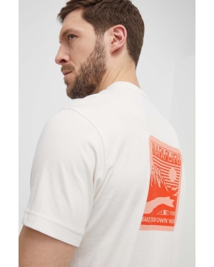Napapijri t-shirt bawełniany S-Gouin męski kolor beżowy z nadrukiem NP0A4HTQMN11