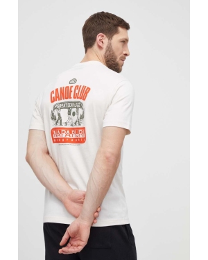 Napapijri t-shirt bawełniany S-Gouin męski kolor beżowy z nadrukiem NP0A4HTQN1A1