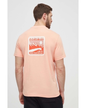Napapijri t-shirt bawełniany S-Gouin męski kolor różowy z nadrukiem NP0A4HTQP1I1