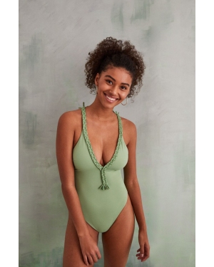 women'secret strój kąpielowy Formentera kolor zielony miękka miseczka