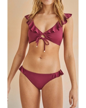 women'secret figi kąpielowe FOLK SUNSET kolor bordowy 6465379