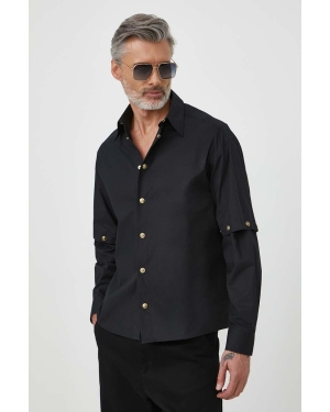 Versace Jeans Couture koszula bawełniana męska kolor czarny relaxed z kołnierzykiem klasycznym 76GALY06 CN010