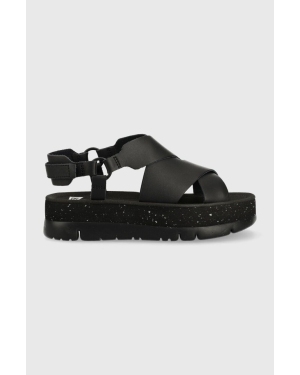 Camper sandały skórzane Oruga Up damskie kolor czarny na platformie K201399.001