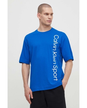 Calvin Klein Performance t-shirt bawełniany męski kolor niebieski z nadrukiem