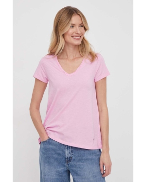 Mos Mosh t-shirt bawełniany damski kolor różowy