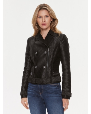 Guess Kurtka z imitacji skóry Olivia Moto Jacket W3YL25 WFIR2 Czarny Regular Fit