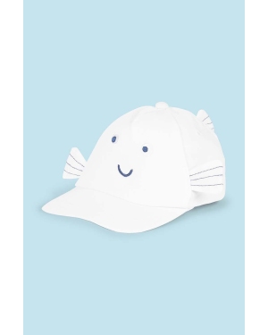 Mayoral Newborn czapka z daszkiem bawełniana dziecięca kolor biały z nadrukiem