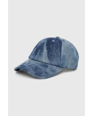 Samsoe Samsoe czapka z daszkiem jeansowa SABETTY kolor niebieski wzorzysta F24100019