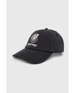 Samsoe Samsoe czapka z daszkiem bawełniana SAFOSSIL kolor czarny z aplikacją M24100002