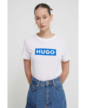 Hugo Blue t-shirt bawełniany damski kolor biały 50510772