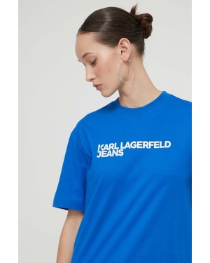 Karl Lagerfeld Jeans t-shirt bawełniany damski kolor niebieski