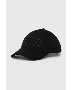 Liu Jo czapka z daszkiem bawełniana kolor czarny z aplikacją