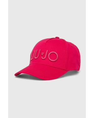 Liu Jo czapka z daszkiem bawełniana kolor różowy z aplikacją
