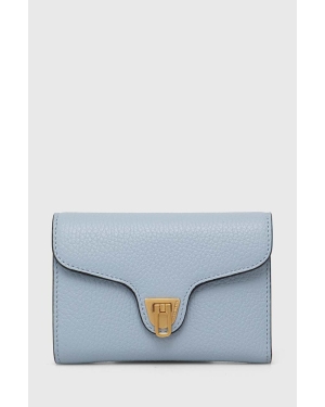 Coccinelle portfel skórzany damski kolor niebieski