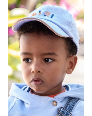 Mayoral czapka z daszkiem bawełniana dziecięca kolor niebieski z aplikacją