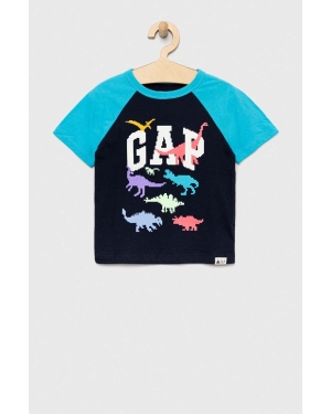 GAP t-shirt bawełniany dziecięcy kolor granatowy z nadrukiem
