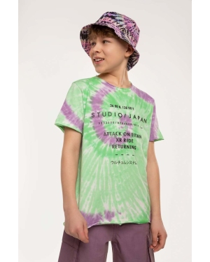 Coccodrillo t-shirt bawełniany dziecięcy kolor turkusowy wzorzysty