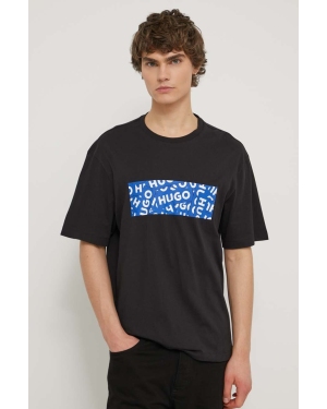 Hugo Blue t-shirt bawełniany męski kolor czarny z nadrukiem 50515203
