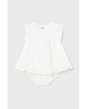 Mayoral Newborn sukienka niemowlęca kolor biały mini rozkloszowana