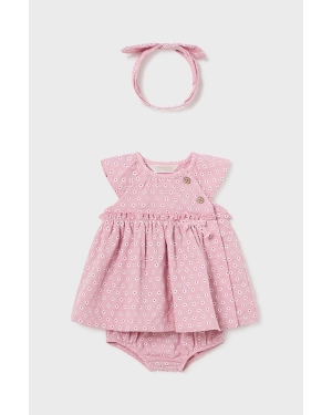 Mayoral Newborn sukienka bawełniana niemowlęca kolor różowy mini rozkloszowana