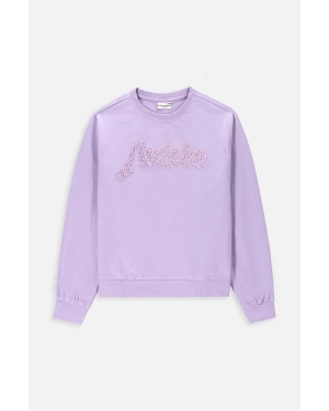 Coccodrillo bluza bawełniana dziecięca kolor fioletowy z aplikacją