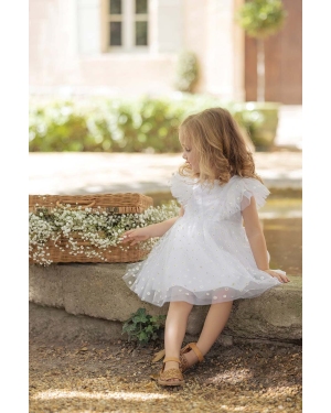 Tartine et Chocolat sukienka dziecięca kolor biały mini rozkloszowana