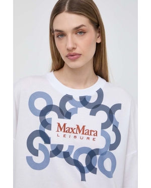 Max Mara Leisure t-shirt bawełniany damski kolor biały 2416971018600