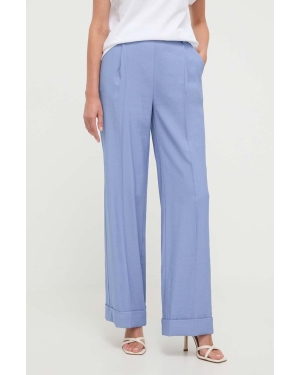 Twinset spodnie damskie kolor niebieski szerokie high waist