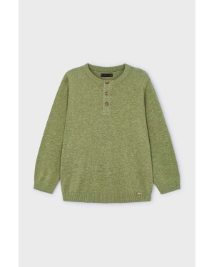 Mayoral sweter z domieszką lnu dziecięcy kolor zielony lekki
