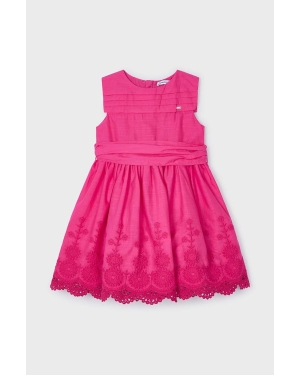 Mayoral sukienka bawełniana dziecięca kolor różowy mini rozkloszowana