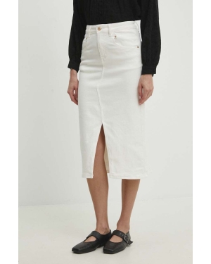 Answear Lab spódnica jeansowa kolor biały midi prosta