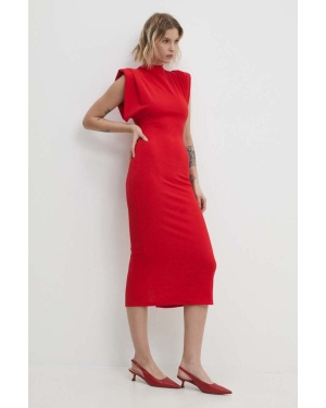 Answear Lab sukienka kolor czerwony midi prosta