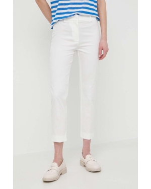 Weekend Max Mara spodnie damskie kolor biały fason cygaretki high waist 2415131032600