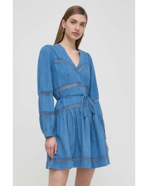 Twinset sukienka bawełniana kolor niebieski mini rozkloszowana