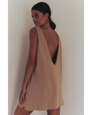 MUUV. sukienka bawełniana sukienka #SKATEGIRL kolor beżowy mini oversize