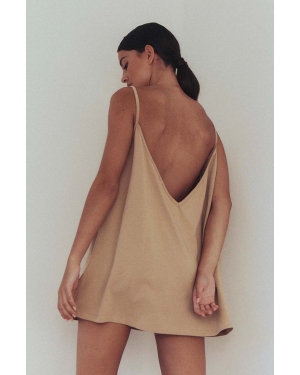 MUUV. sukienka bawełniana sukienka #SURFGIRL kolor beżowy mini oversize