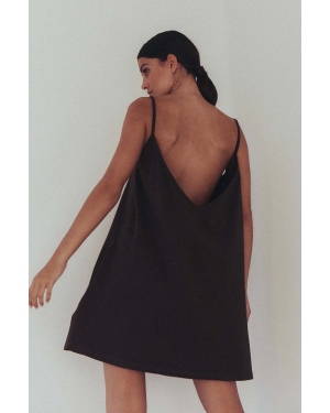 MUUV. sukienka bawełniana sukienka #SURFGIRL kolor brązowy mini oversize