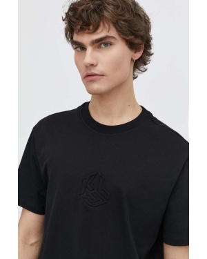 Karl Lagerfeld Jeans t-shirt bawełniany męski kolor czarny z aplikacją