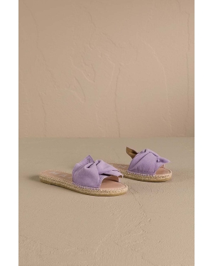 Manebi klapki zamszowe Hamptons Sandals With Knot damskie kolor fioletowy W 1.3 JK