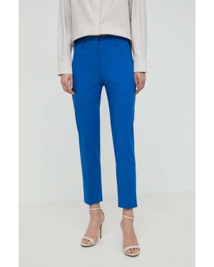 Weekend Max Mara spodnie damskie kolor niebieski fason cygaretki high waist 2415131032600