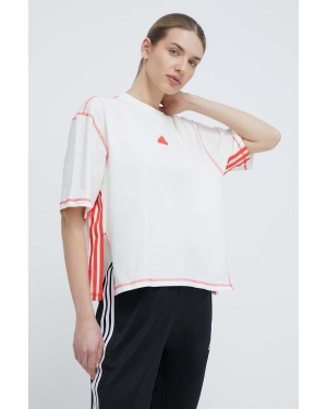 adidas t-shirt bawełniany damski kolor beżowy IS0874