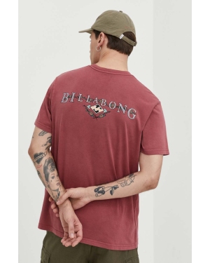 Billabong t-shirt bawełniany męski kolor różowy z nadrukiem ABYZT02275