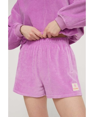 Billabong szorty damskie kolor fioletowy z aplikacją high waist EBJNS00108