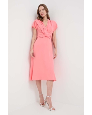 BOSS sukienka kolor fioletowy midi rozkloszowana 50515198