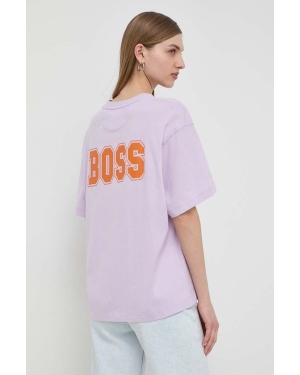 Boss Orange t-shirt bawełniany damski kolor fioletowy 50520478